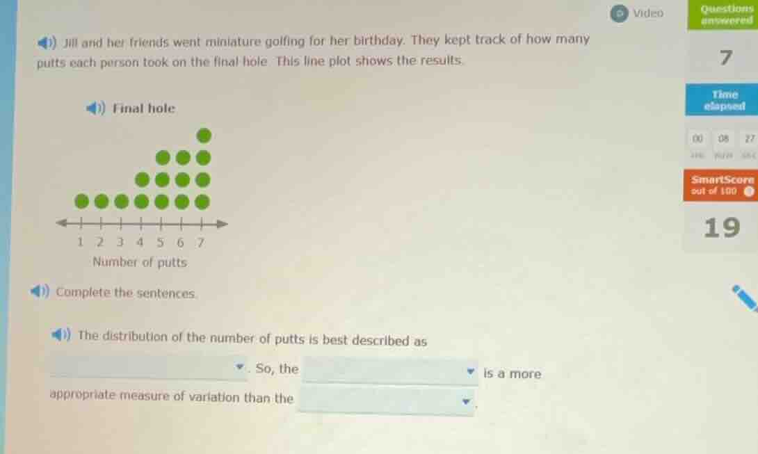 jill and her friends went miniature golfing for her birthday. they kept…