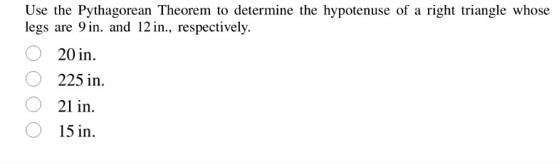 use the pythagorean theorem to determine the hypotenuse of a right tria…