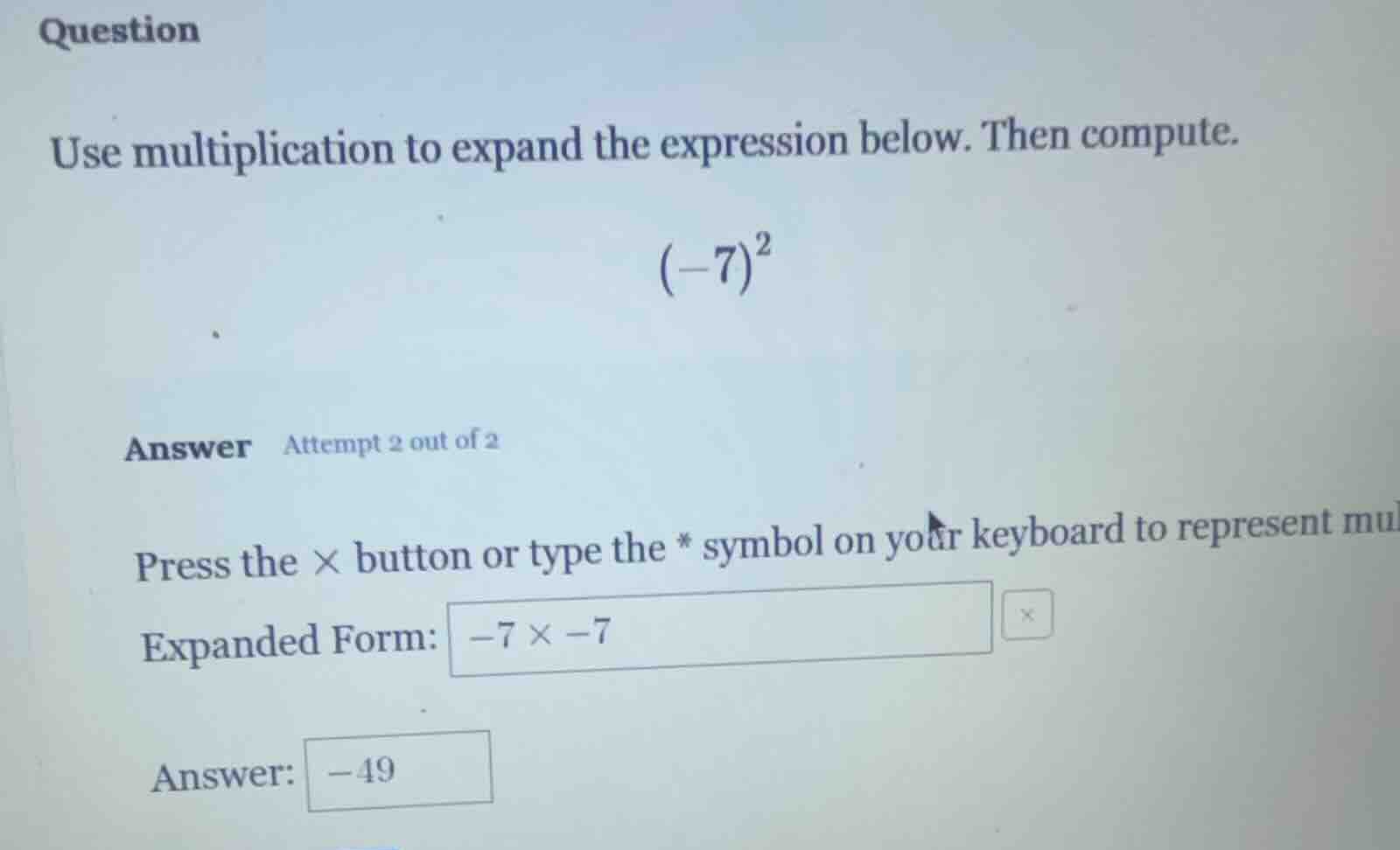 question use multiplication to expand the expression below. then comput…