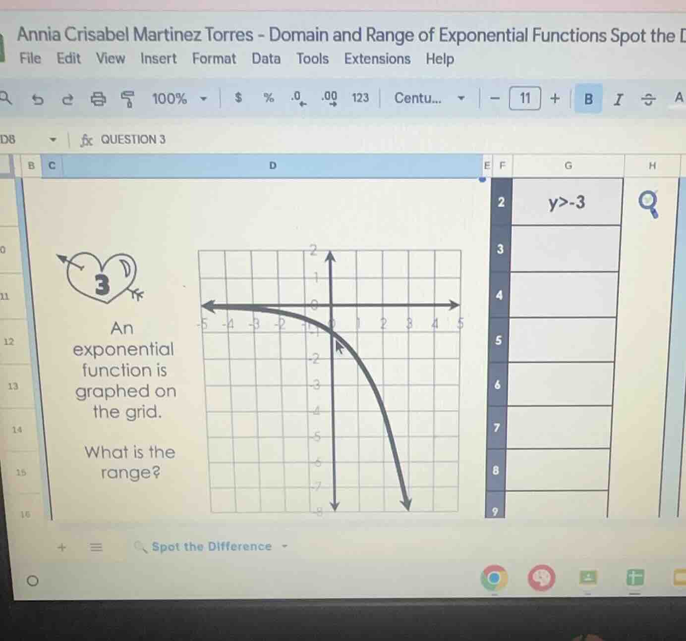 question 3 an exponential function is graphed on the grid. what is the …