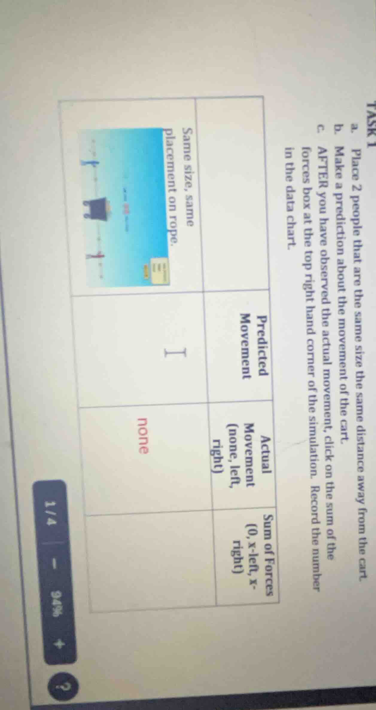 task 1 a. place 2 people that are the same size the same distance away …