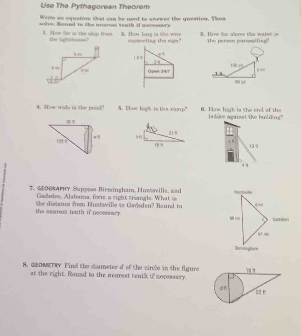 use the pythagorean theorem write an equation that can be used to answe…