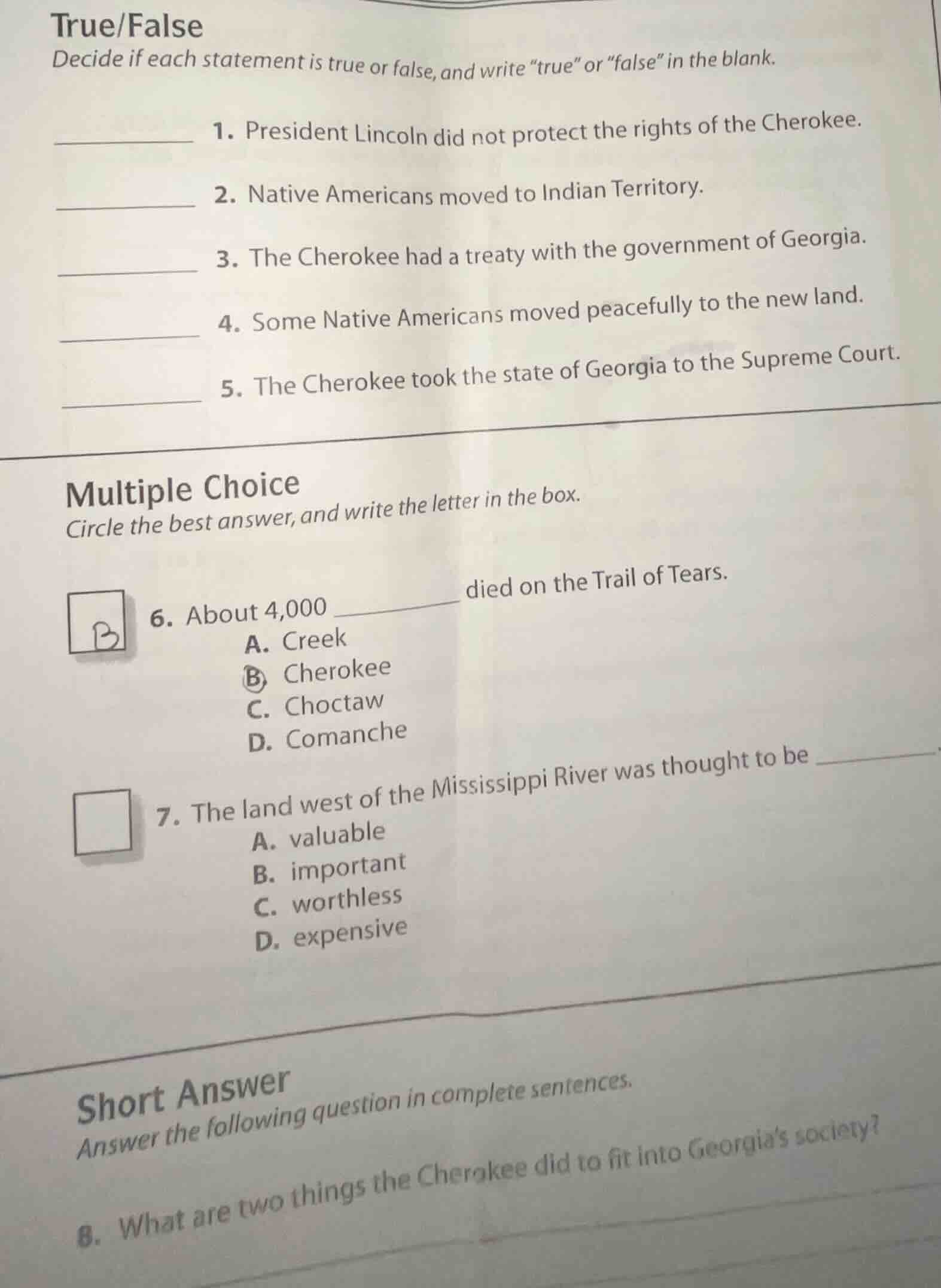 true/false decide if each statement is true or false, and write \true\ …