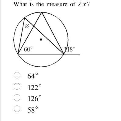 what is the measure of $\\angle x$? diagram of a circle with a triangle…
