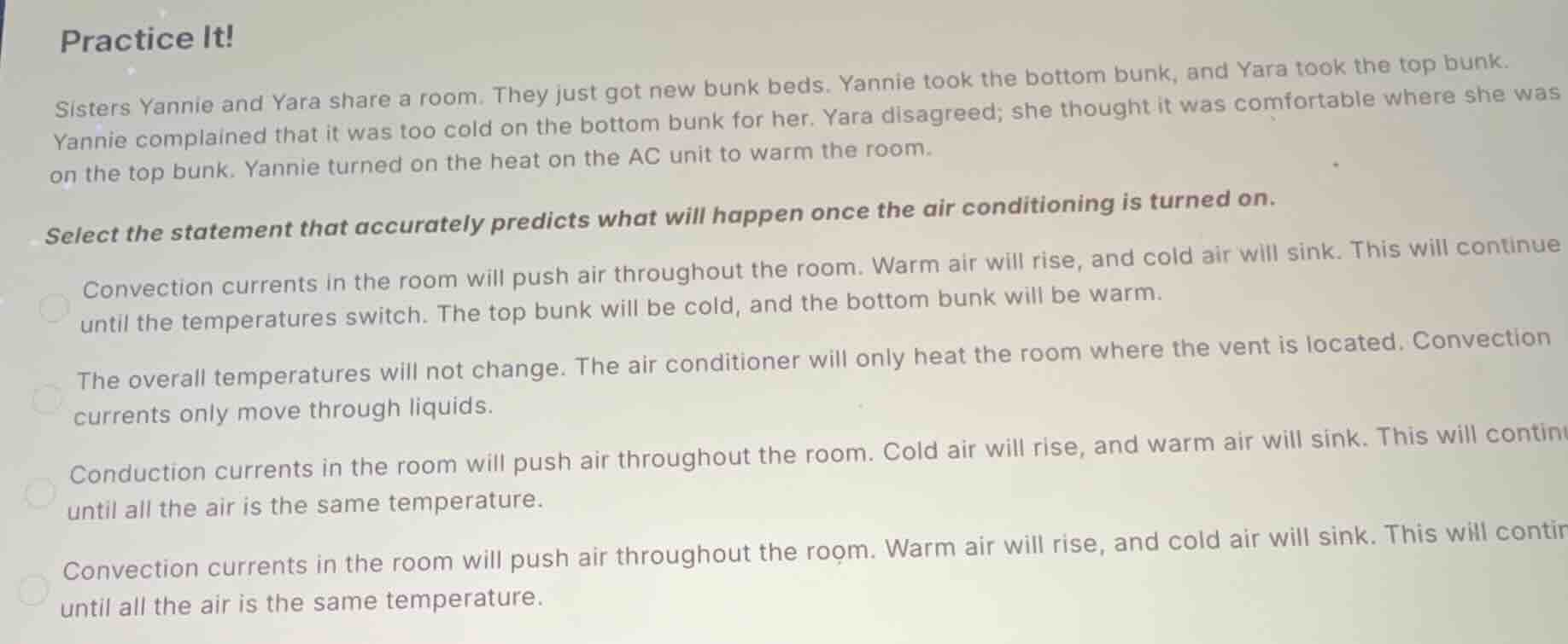 practice it! sisters yannie and yara share a room. they just got new bu…