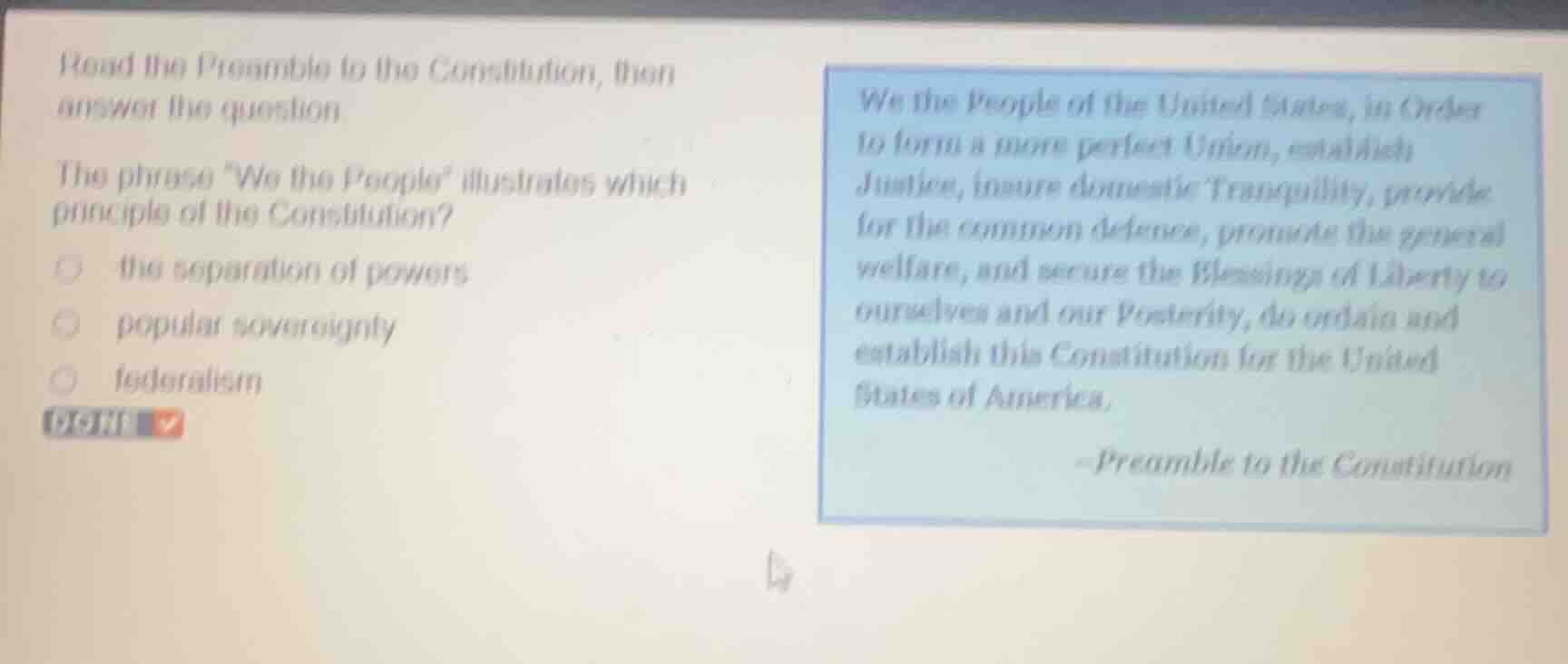 read the preamble to the constitution, then answer the question the phr…