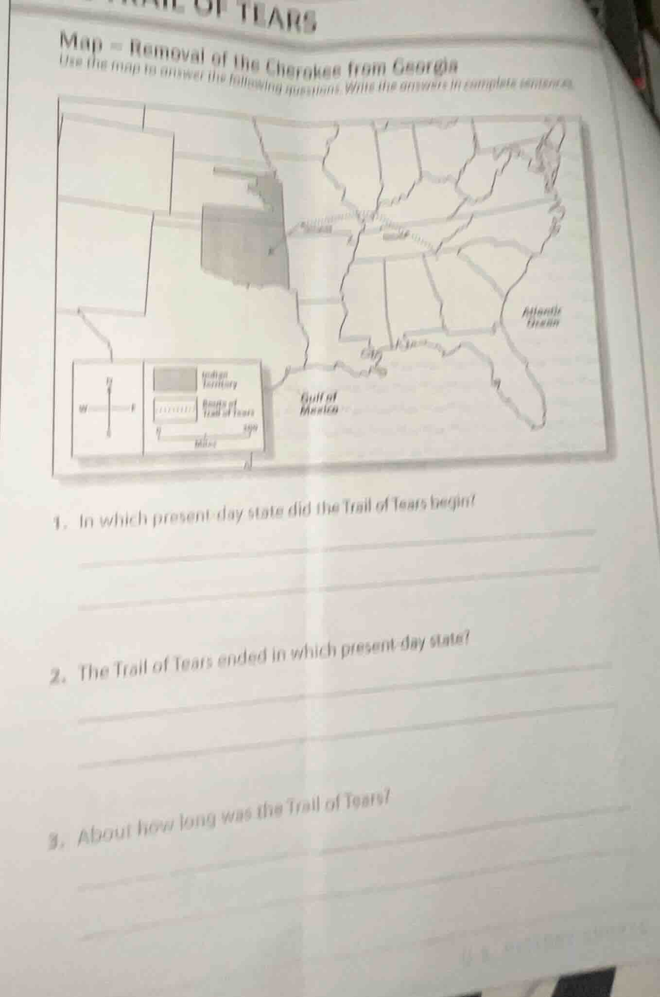 map - removal of the cherokee from georgia use the map to answer the fo…