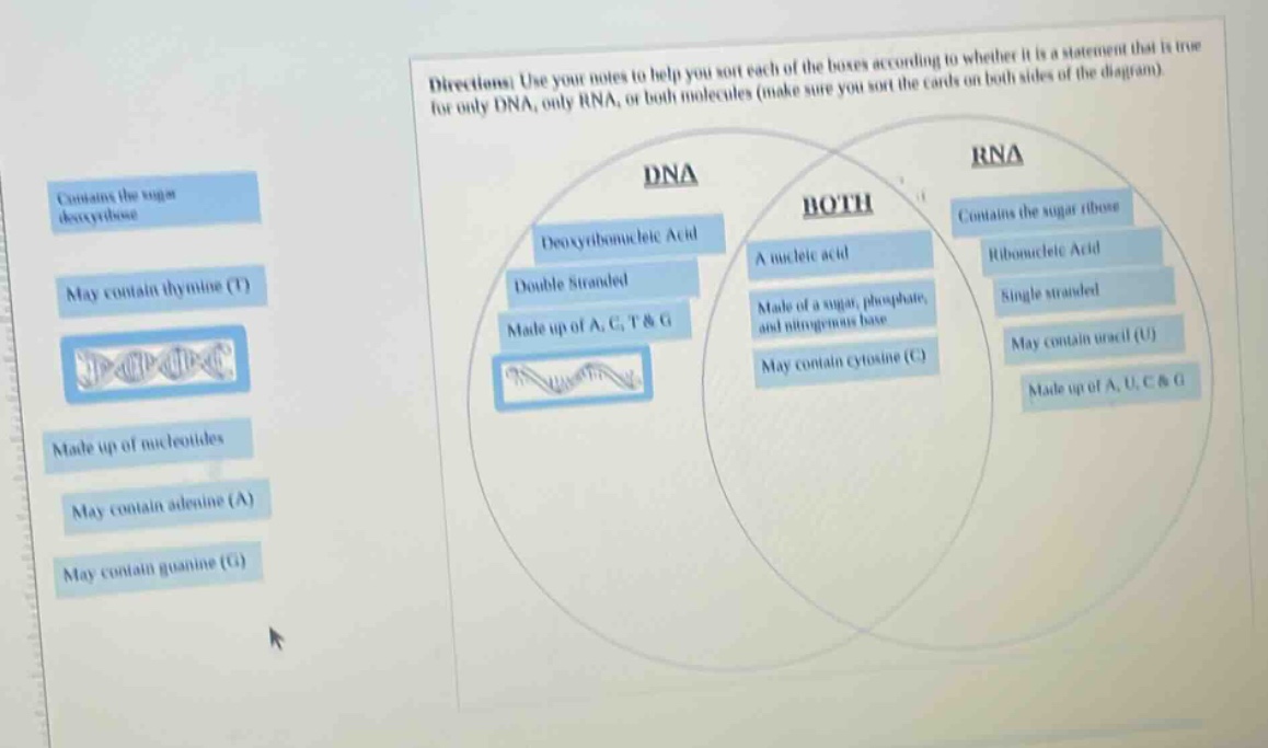 directions: use your notes to help you sort each of the boxes according…