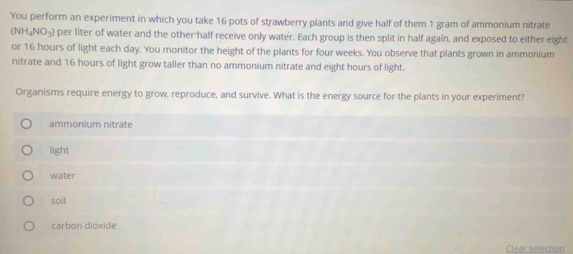 you perform an experiment in which you take 16 pots of strawberry plant…