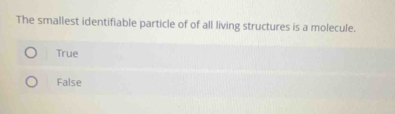 the smallest identifiable particle of of all living structures is a mol…