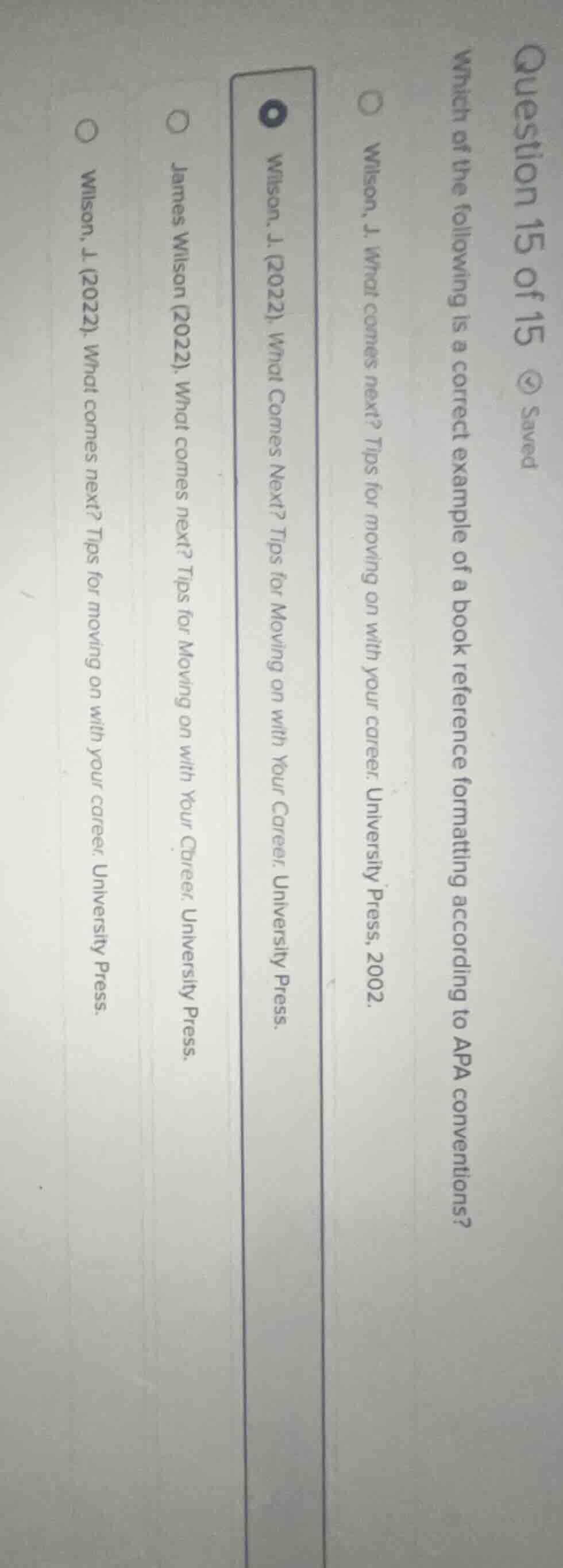 question 15 of 15 saved which of the following is a correct example of …