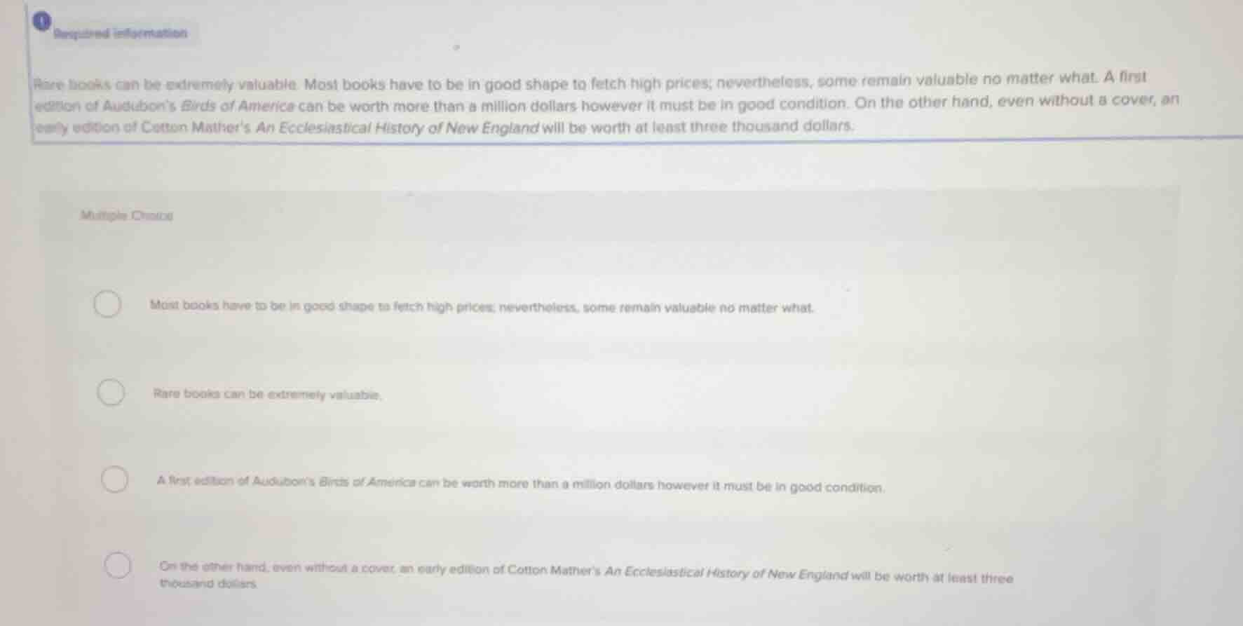 required information rare books can be extremely valuable. most books h…