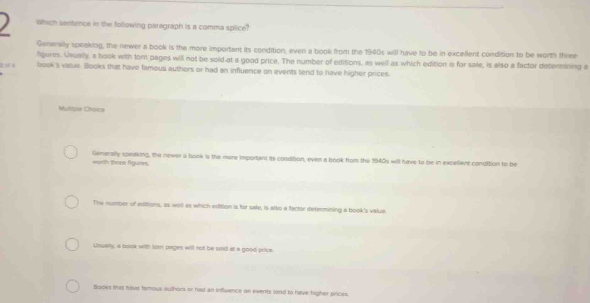 which sentence in the following paragraph is a comma splice? generally …