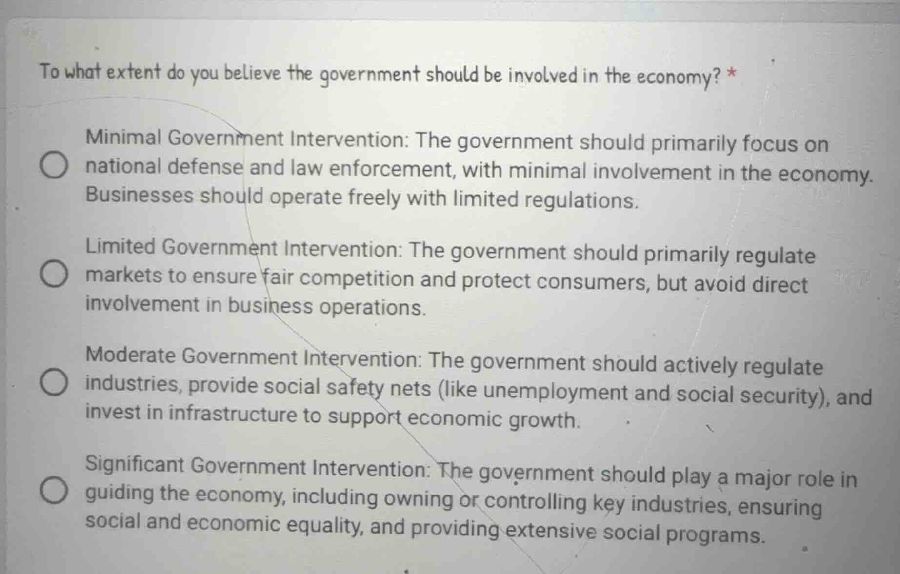 to what extent do you believe the government should be involved in the …