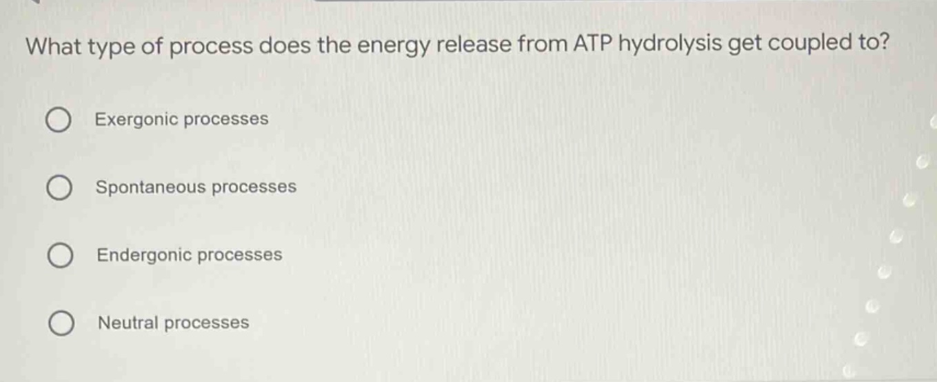 what type of process does the energy release from atp hydrolysis get co…