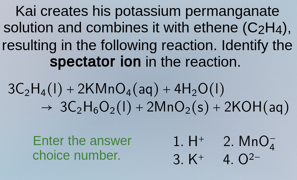 kai creates his potassium permanganate solution and combines it with et…