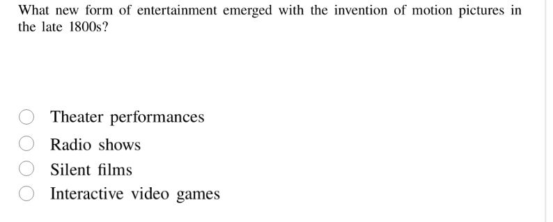 what new form of entertainment emerged with the invention of motion pic…