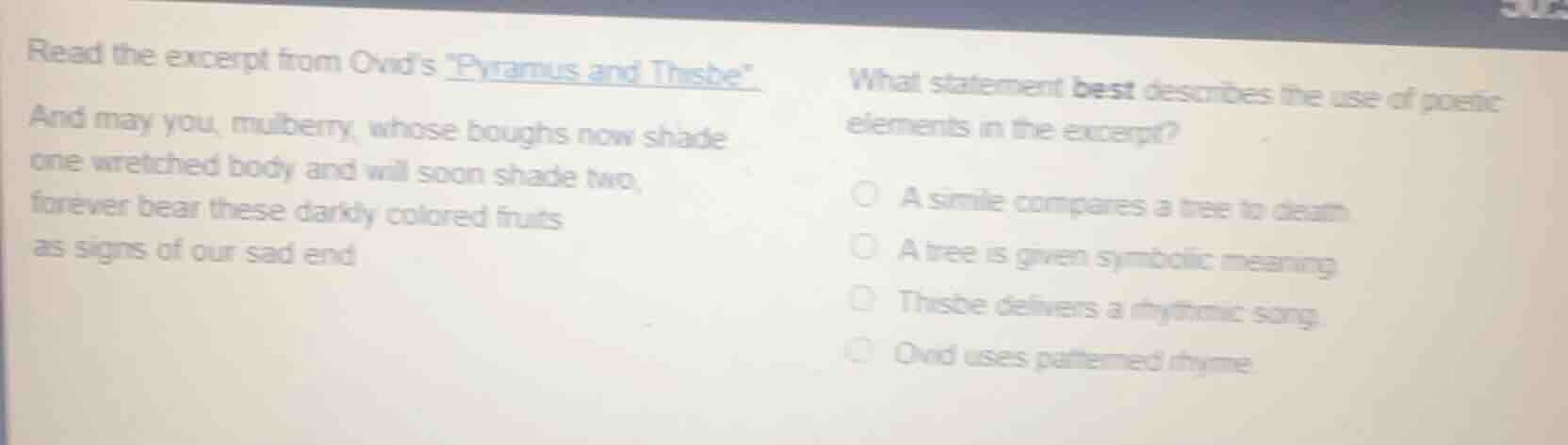 read the excerpt from ovid’s pyramus and thisbe and may you, mulberry, …