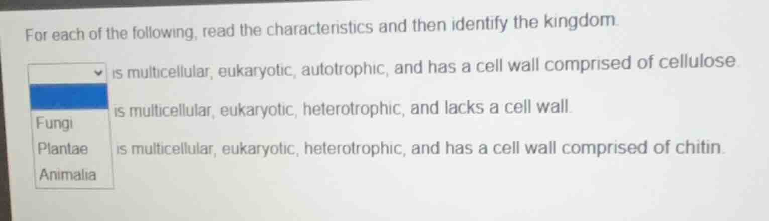 for each of the following, read the characteristics and then identify t…