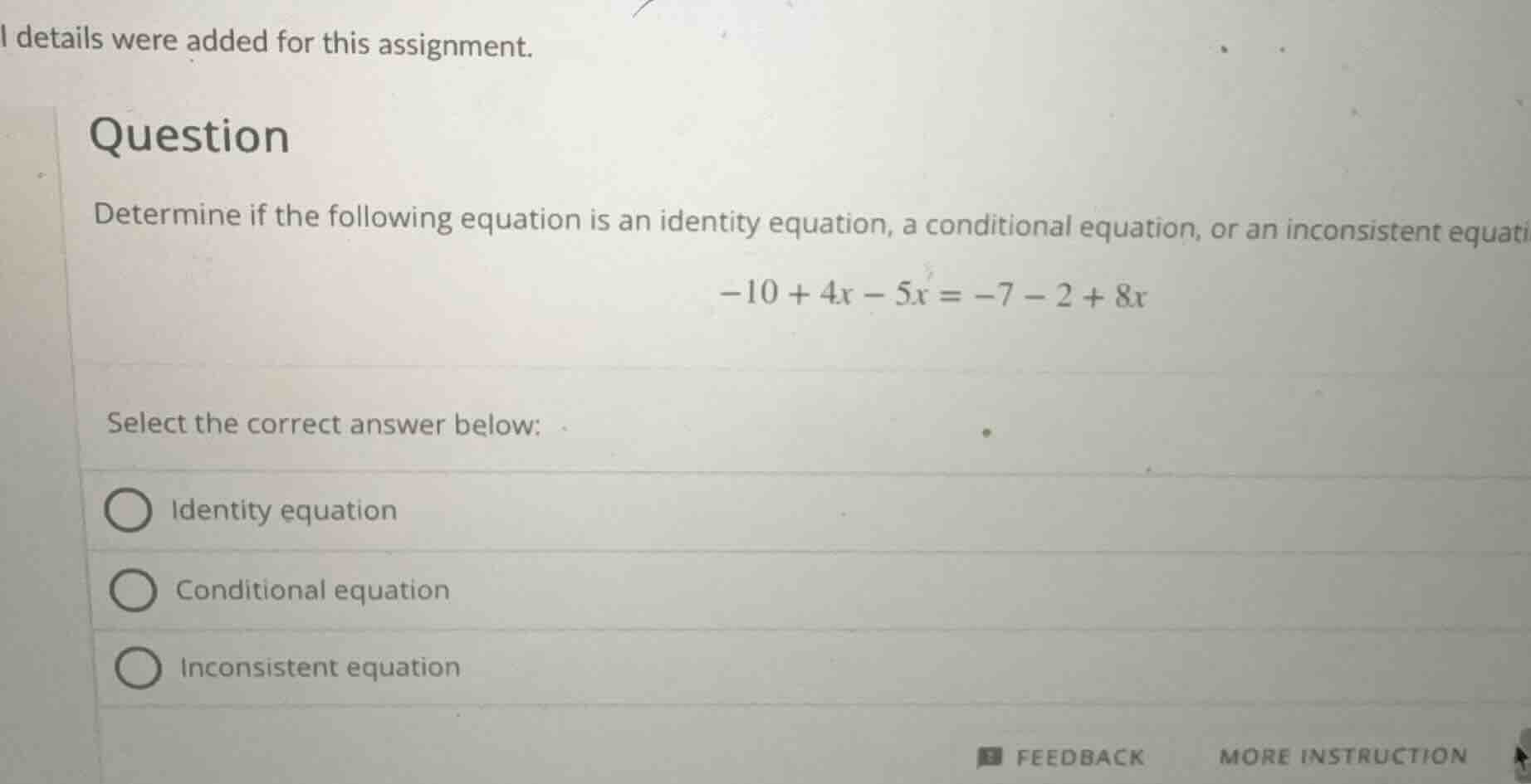 i details were added for this assignment. question determine if the fol…