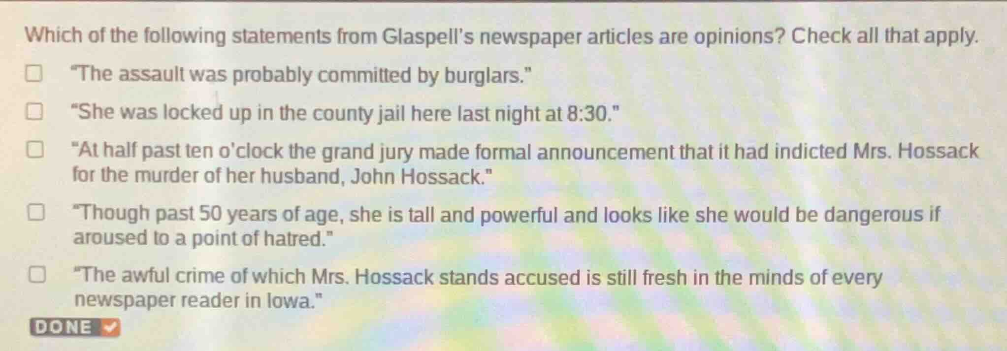 which of the following statements from glaspell’s newspaper articles ar…