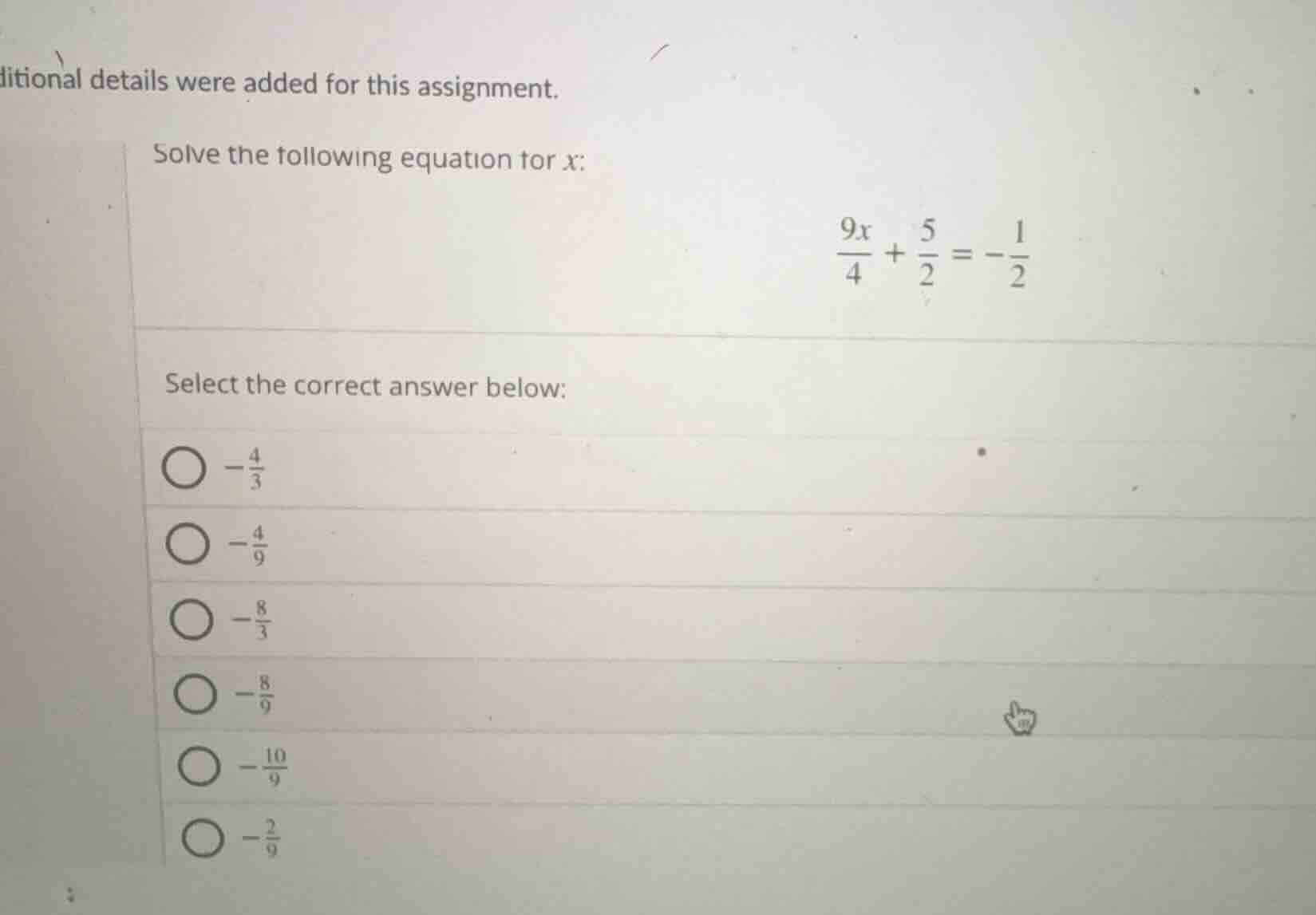 itional details were added for this assignment. solve the following equ…