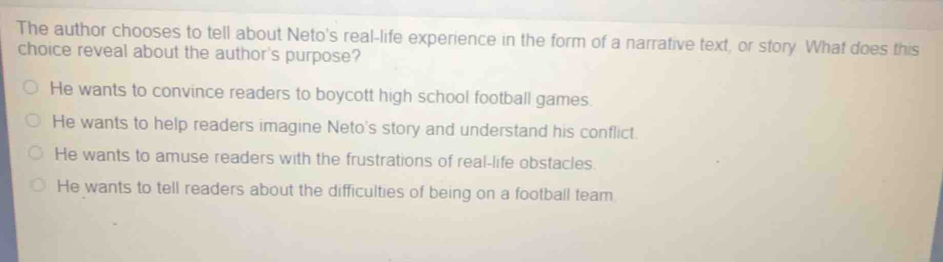 the author chooses to tell about netos real - life experience in the fo…