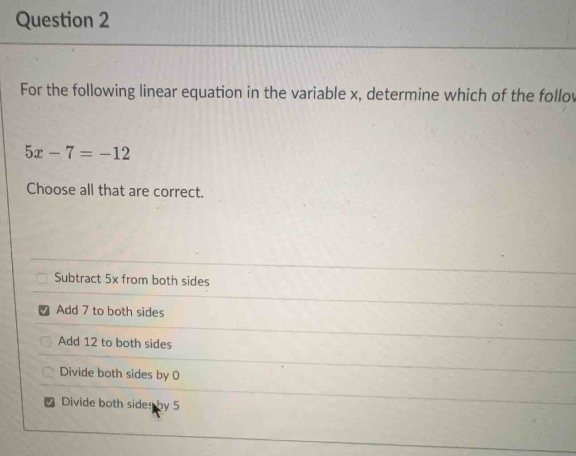 question 2 for the following linear equation in the variable x, determi…