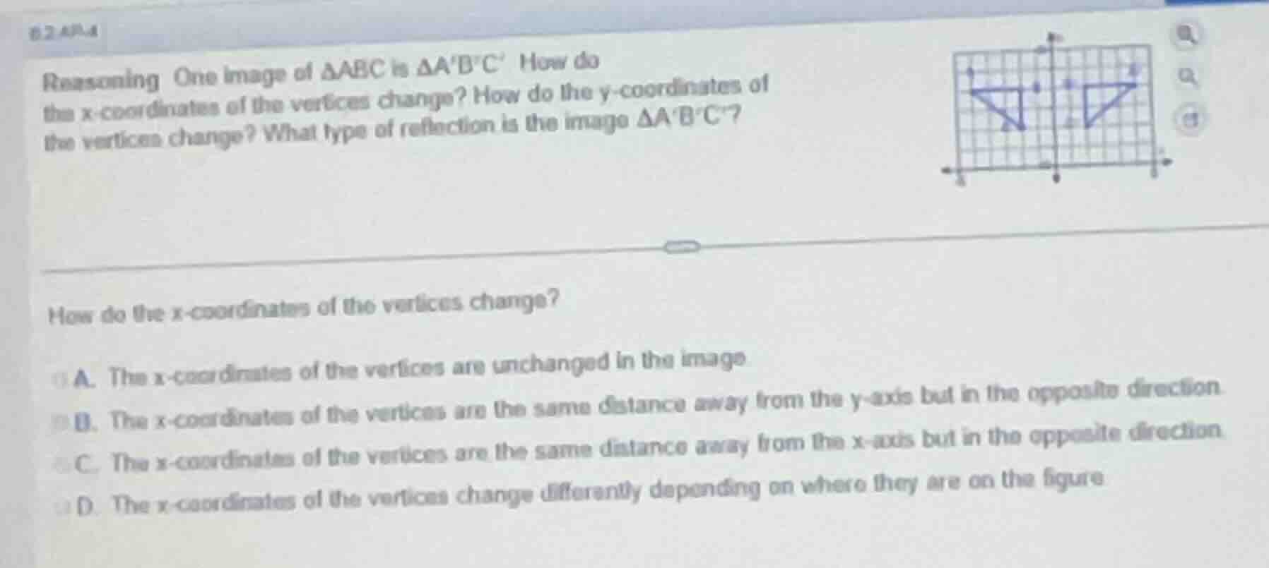 6.2.ap-4 reasoning one image of δabc is δabc how do the x-coordinates o…