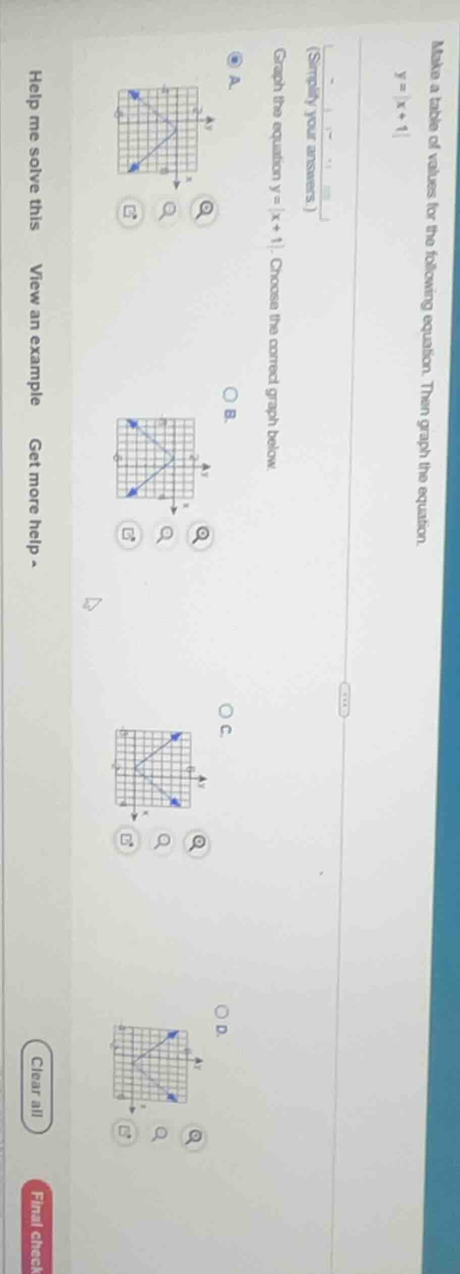 make a table of values for the following equation. then graph the equat…