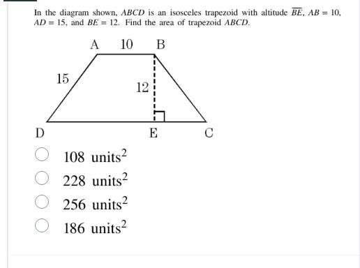 in the diagram shown, abcd is an isosceles trapezoid with altitude \\(\…