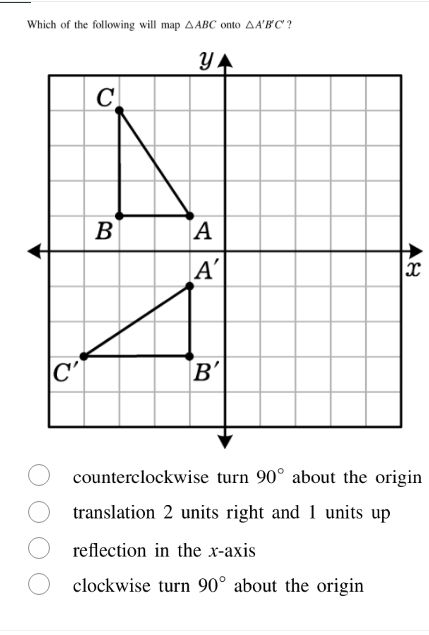 which of the following will map $\\triangle abc$ onto $\\triangle abc$?…