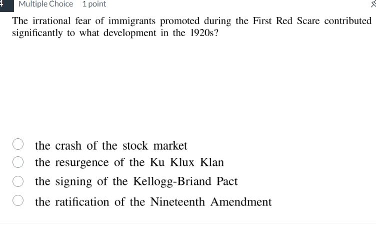 the irrational fear of immigrants promoted during the first red scare c…