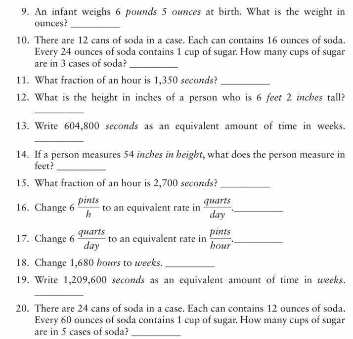 9. an infant weighs 6 pounds 5 ounces at birth. what is the weight in o…