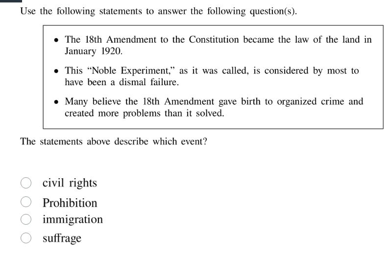 use the following statements to answer the following question(s). - the…