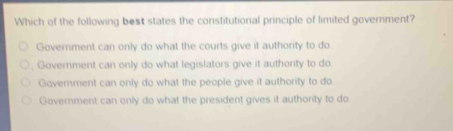 which of the following best states the constitutional principle of limi…