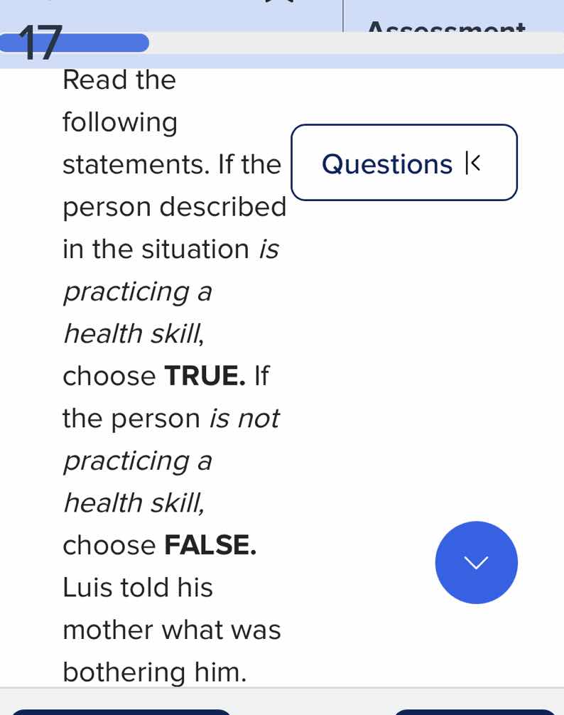 read the following statements. if the person described in the situation…