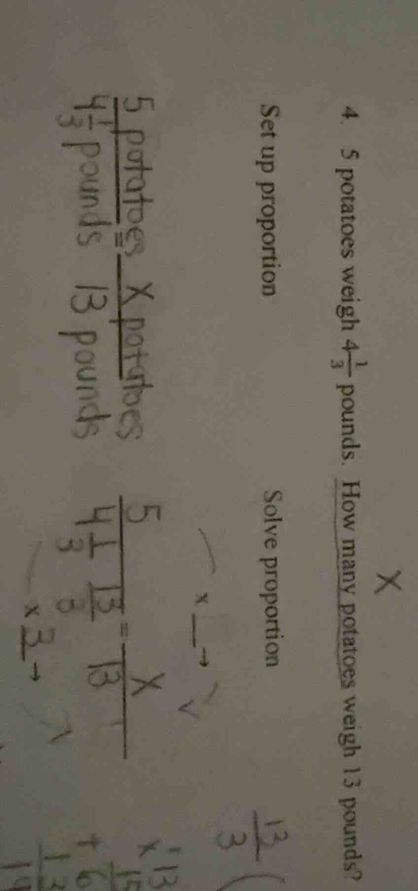 4. 5 potatoes weigh $4\\frac{1}{3}$ pounds. how many potatoes weigh 13 …