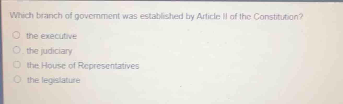 which branch of government was established by article ii of the constit…