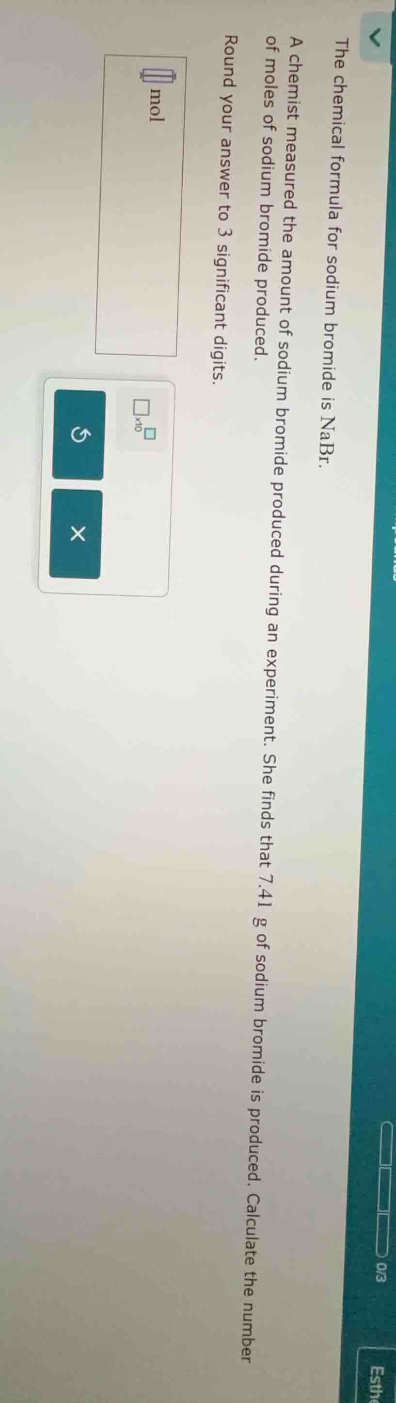 the chemical formula for sodium bromide is nabr. a chemist measured the…
