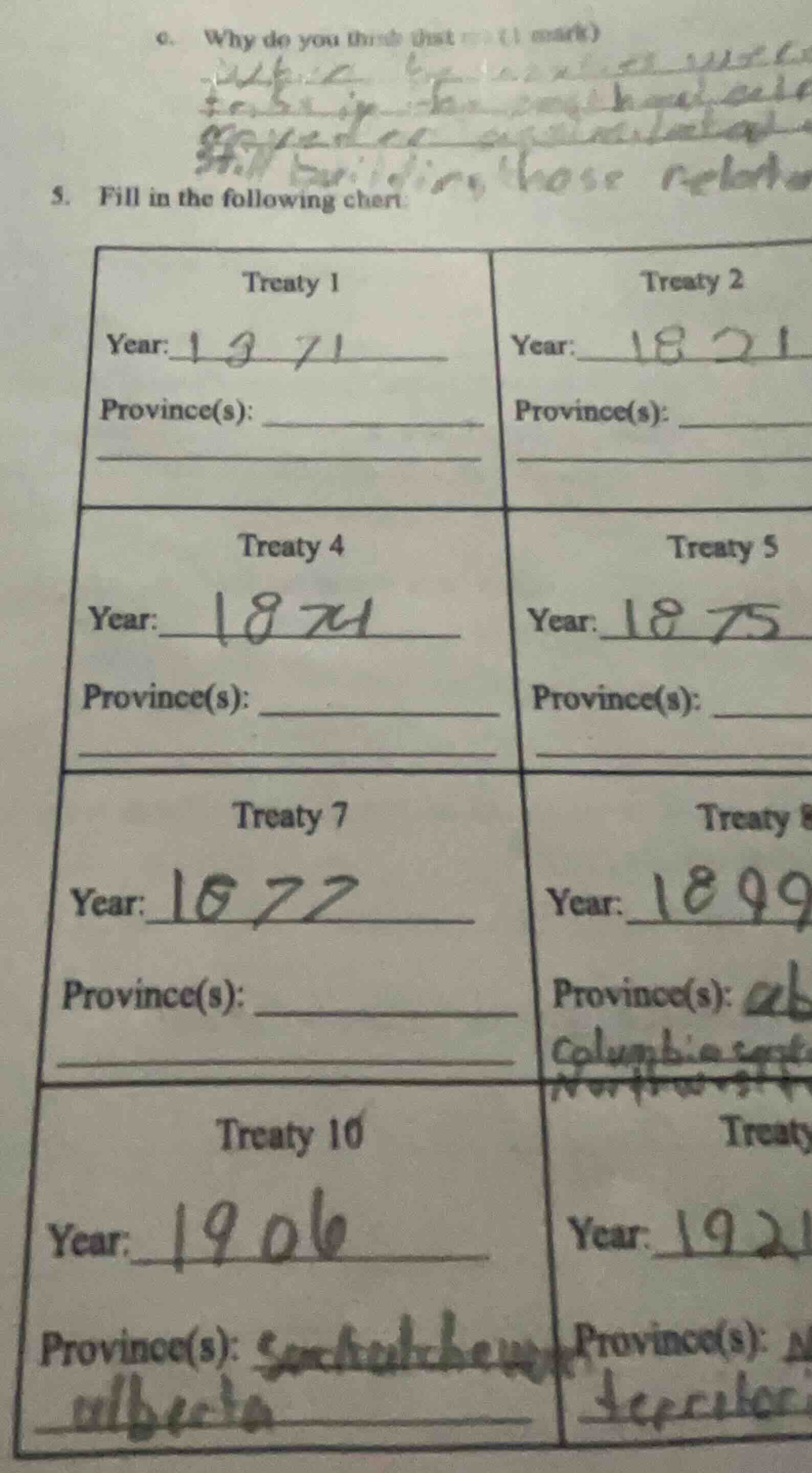 5. fill in the following chart: | treaty 1 | treaty 2 | | --- | --- | |…