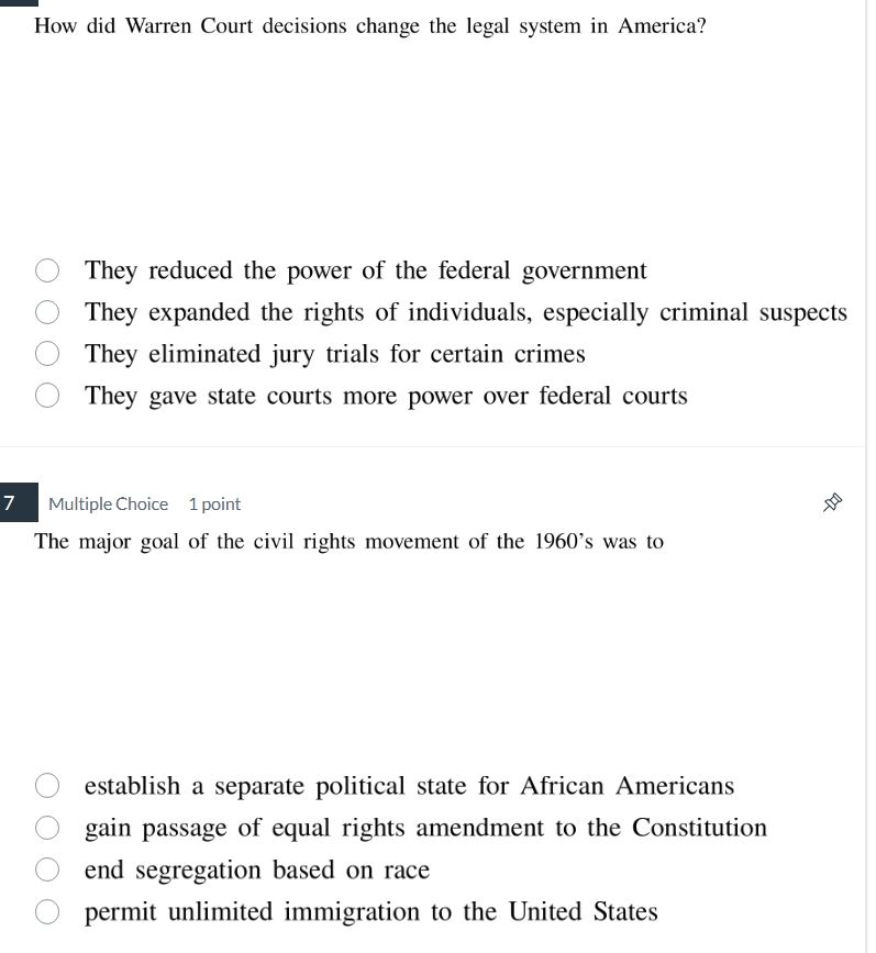 how did warren court decisions change the legal system in america? they…