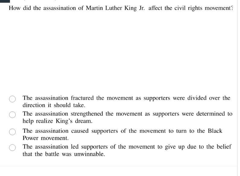 how did the assassination of martin luther king jr. affect the civil ri…