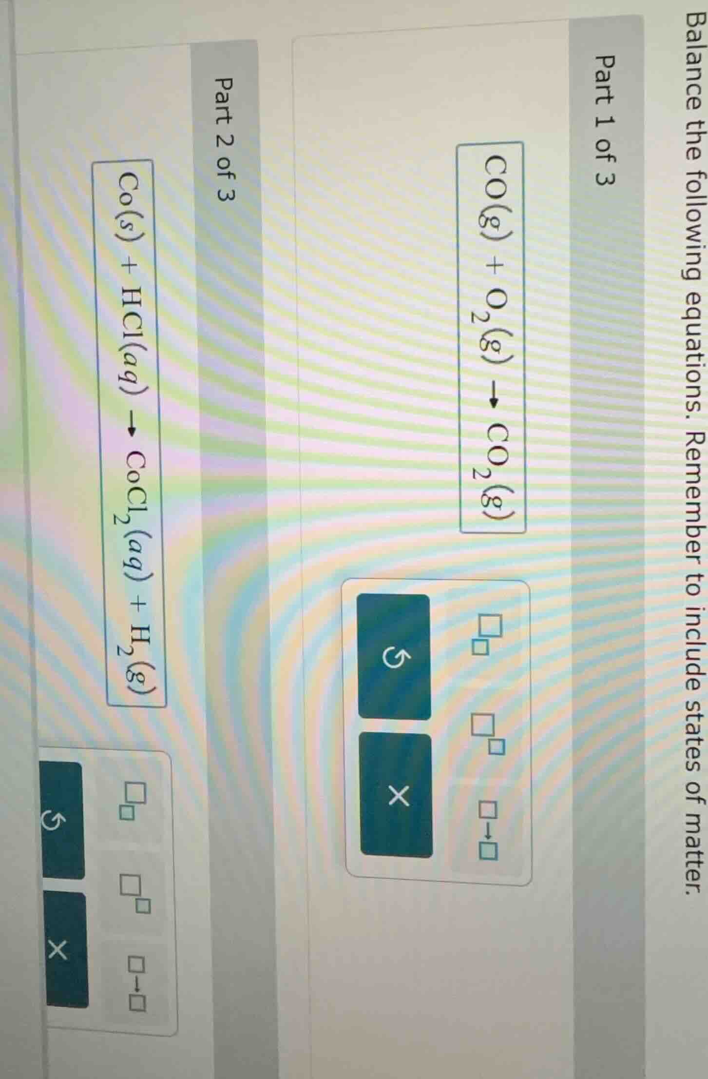 balance the following equations. remember to include states of matter. …