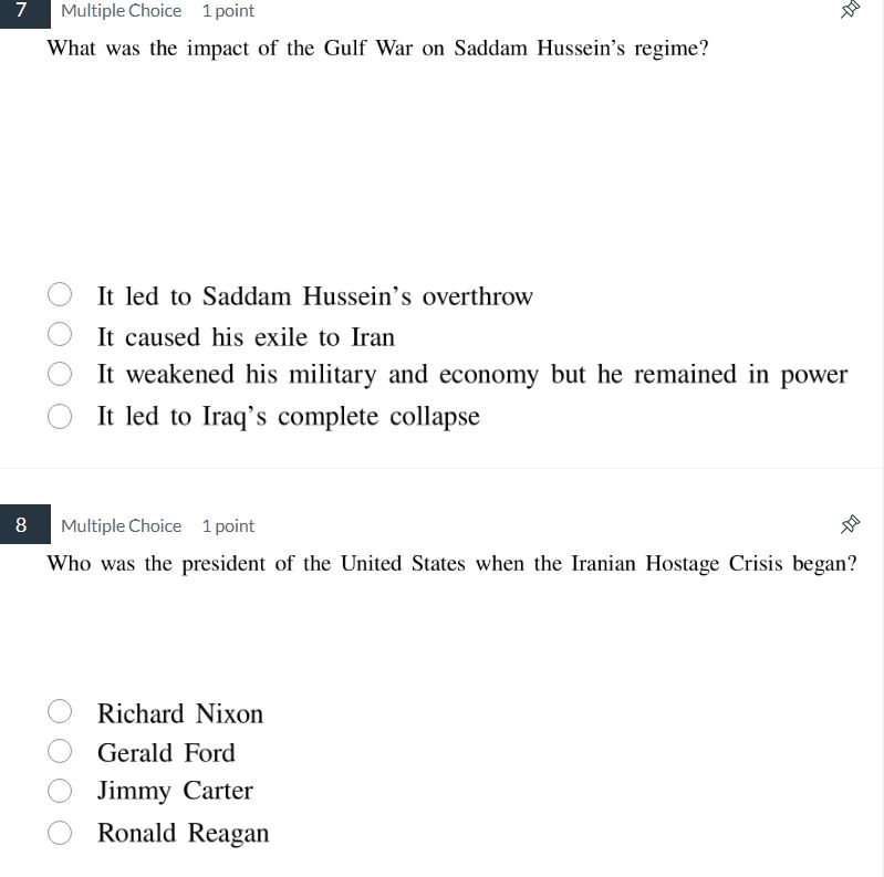 7 multiple choice 1 point what was the impact of the gulf war on saddam…