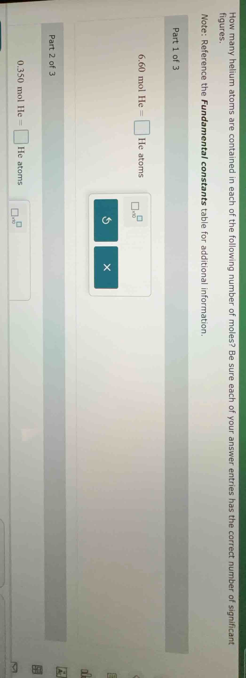 how many helium atoms are contained in each of the following number of …
