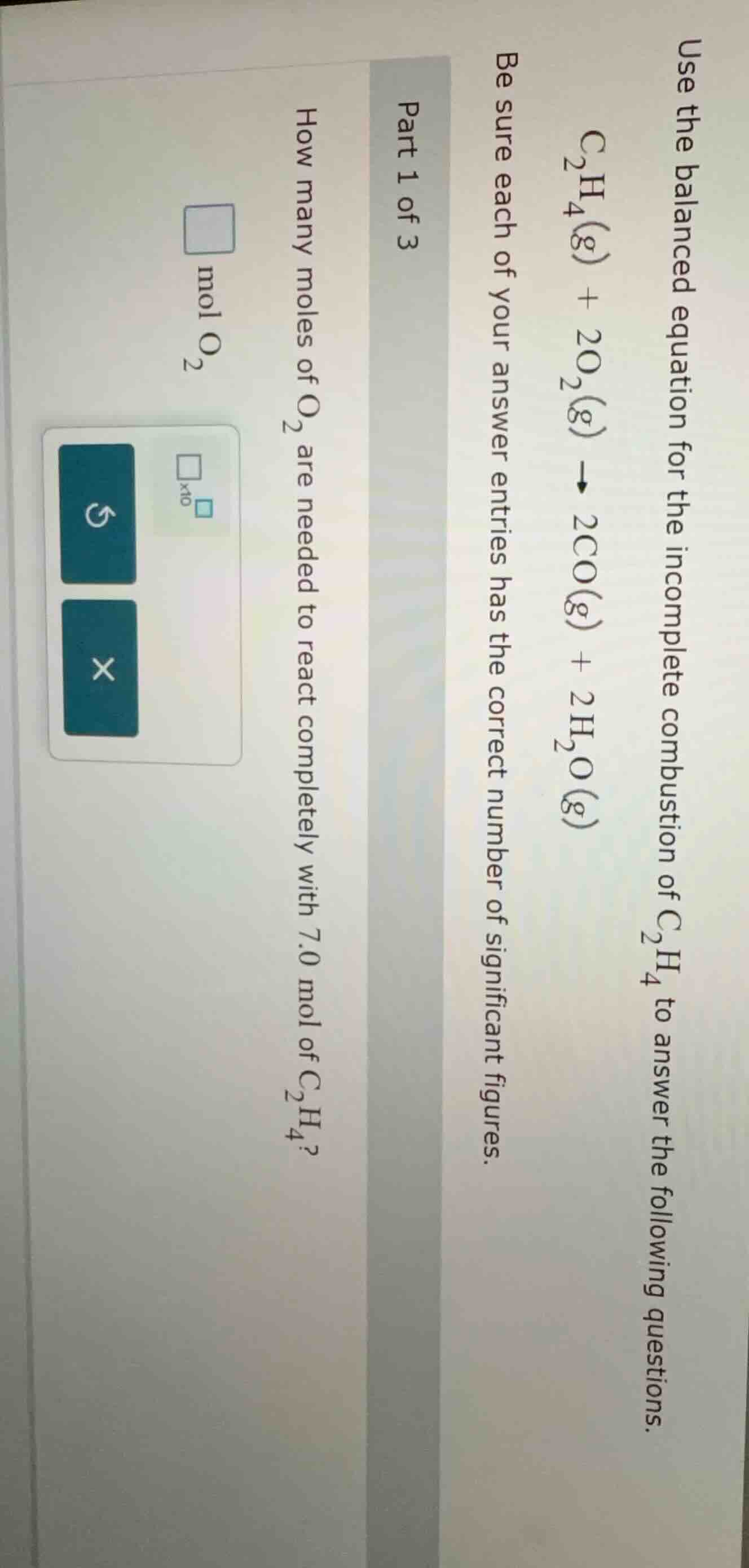 use the balanced equation for the incomplete combustion of c₂h₄ to answ…