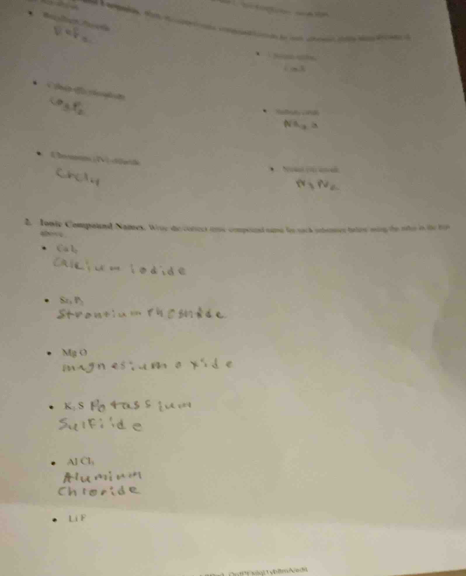 2. ionic compound names. write the correct ionic compound name for each…
