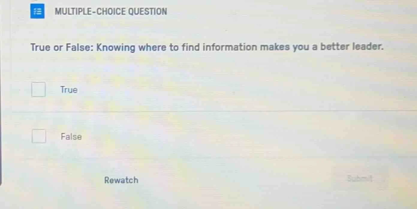 multiple-choice question true or false: knowing where to find informati…
