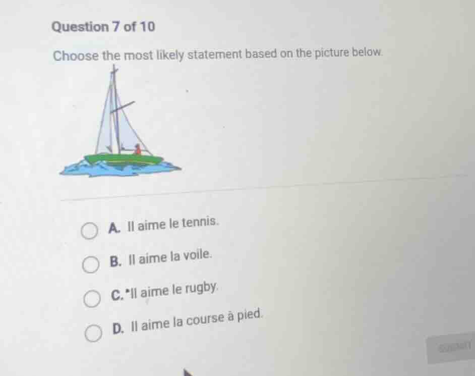 question 7 of 10 choose the most likely statement based on the picture …